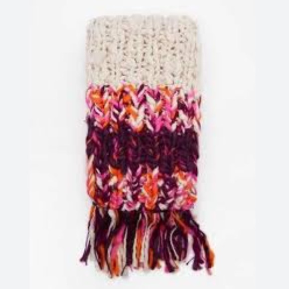 Zara knit chunky oversized winter multicolored fringe scarf - Picture 2 of 15